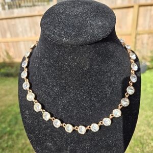 Crystal Necklace Set In Gold 16"